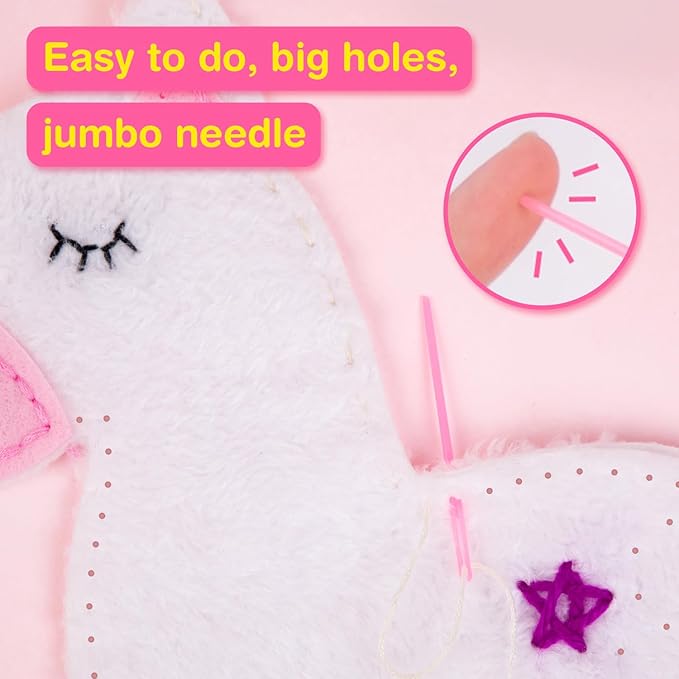 Avenir My First Sewing Kit for Beginner Ages 6+ I Premium Plush Big DIY Animals I Child-Safe Tools for Easy Crafting Fun I Motor Skills Wiggle Stuff Stitching Creativity I Skill Gift for Boys & Girls