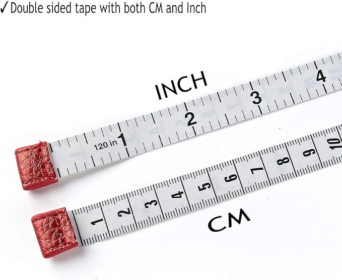 3m/120 Tape Measure Body Measuring Tape for Body Cloth Tape Measure for Sewing Fabric Tailors Medical Measurements Tape Dual Sided Cloth Tailor Craft Ruler Retractable (Black+Red)
