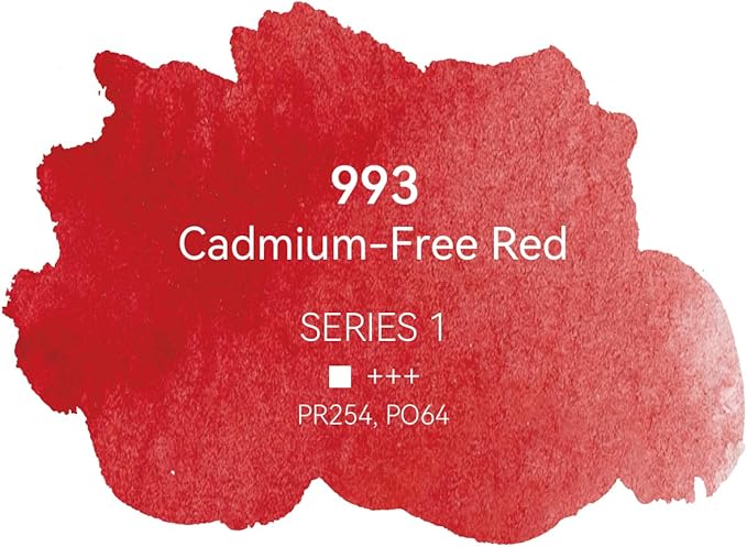 PHOENIX Professional Watercolor Paint - Single Watercolor Half Pan - Cadmium-Free Red 993