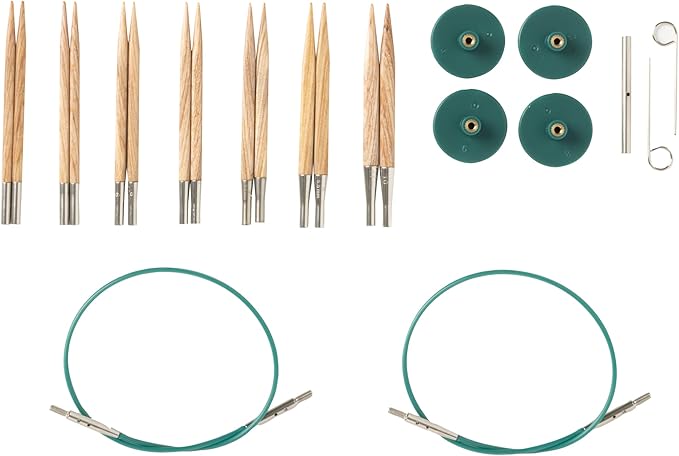 Knit Picks Options 2-3/4" Short Tip Square Interchangeable Wood Knitting Needle Set (Foursquare Sunstruck)