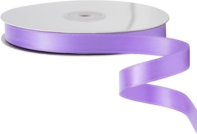 LIUYAXI Light Purple Satin Ribbon, Double Faced 5/8" X Continuous 25 Yards Ribbons Perfect for Gift Wrapping Bows Bouquet Wedding Craft and More