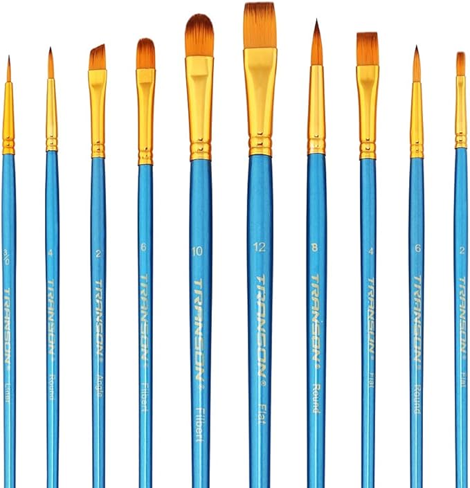 Transon 20pcs Bulk Artist Paint Brush Set for Acrylic Watercolor Gouache Hobby Craft Face Painting