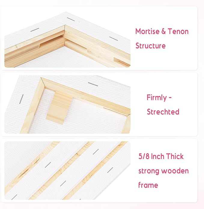 Art Supplies Stretched Canvas for Painting 4×12 Inch，3 Pack Primed Acid Free Cotton Canvases Thickened Blank Canvas Panels for Painting, Acrylic Pouring, Oil Paint
