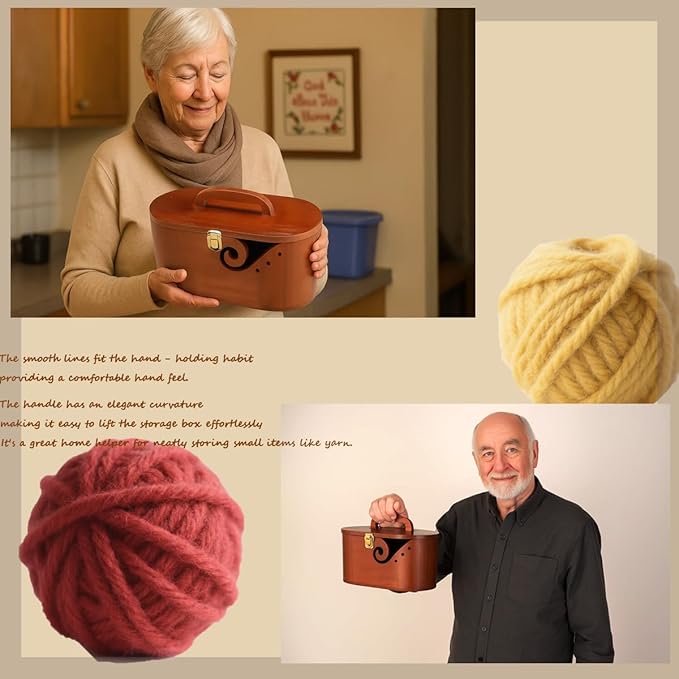 Gift Wooden Yarn Bowls with Lid and Handle for Knitting, Portable Crochet Bowls with 9 Knitting Crochet Hooks, 5 Hooks, Yarn Ball, Complete Set for Beginners, Enthusiasts,Mother's Day gift