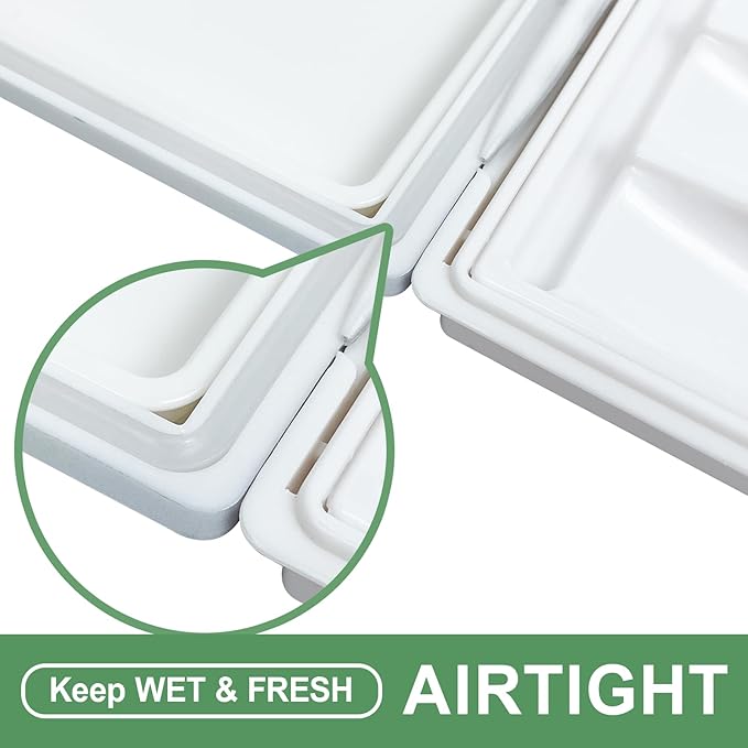 Falling in Art Airtight Leak-Proof Watercolor Palette, 24 Slightly Sloping Wells-3 Mixing Areas, 12 3/5 Inches by 6 2/7 Inches