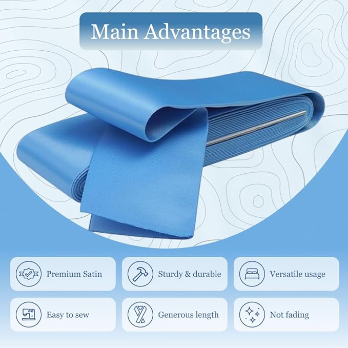 Medium Blue Satin Blanket Binding 2 Inch x 4 3/4 Yards Single Fold Tape for Quilt Edging Blue Smooth Finish Easy to Sew On Durable Trim Material Ideal for Blanket Crafts DIY Projects Sewing