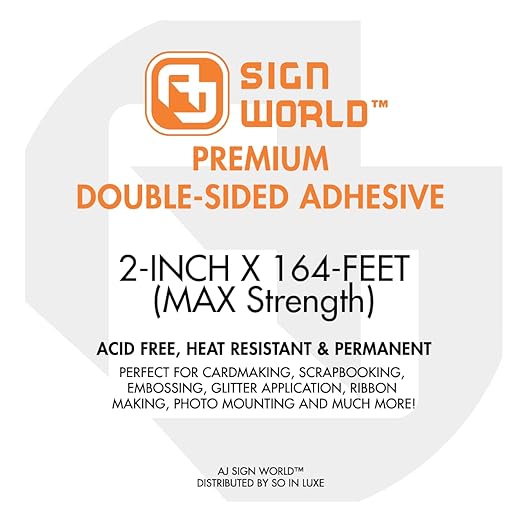 Best 2" MAX Strength Thin Permanent Double-Sided Tape for Arts, Crafts, Photography, Scrapbooking, Tear-by-Hand, Paper Backing (2-Inch by 164-Feet/55 Yards)…