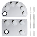 Professional Stainless Steel Makeup Palette,2 Pieces Cosmetic Palette with Spatula Tool, Nail-art Mixing Palette for Cosmetic Pigment Blending
