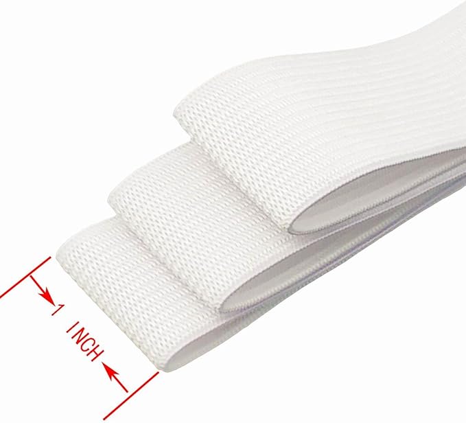 Knit Elastic 1 Inch Wide White Heavy Stretch High Elasticity Knit Elastic Band 10 Yards