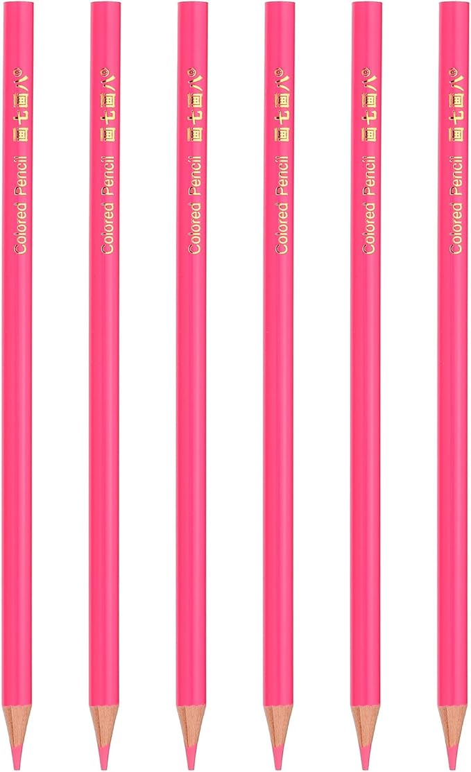PATIKIL Pink Colored Pencils Set,6 Pcs Oil Color Pencils Wooden Coloring Drawing Pencil for Artists Art Painting