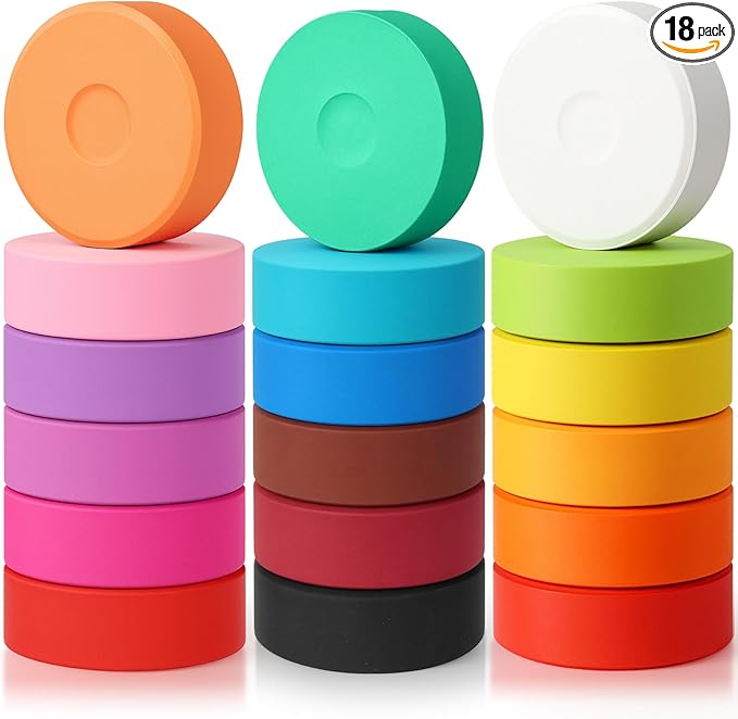 Nuanchu 18 Pcs Tempera Paint Cakes 18 Colors Large Washable Cake Paint 2.24 x 0.71inch Paints Blocks Art Supplies for Classroom Art Painting Drawing