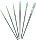 6 Pcs Nylon Hair Brushes for Paint by Number, Acrylic Paints Brush Set Watercolor Brush Oil Painting Round Flat Art Paint Brushes Kit for Beginners Adults with 2/4/6/8/10/¼ Sizes(Green)