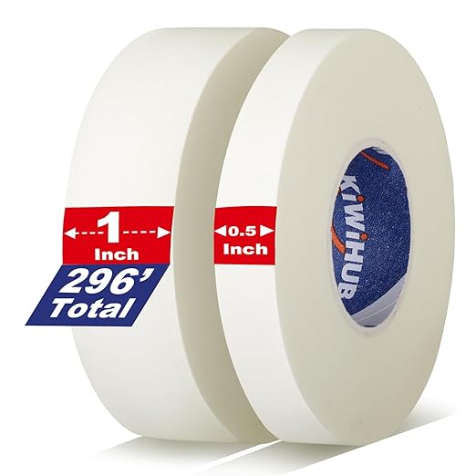 2 Pack Artist Tape for Watercolor Paper, White Art Masking Tape for Drafting Painting Canvas Framing - Acid Free 0.5" x 148 FT & 1" x 148 FT