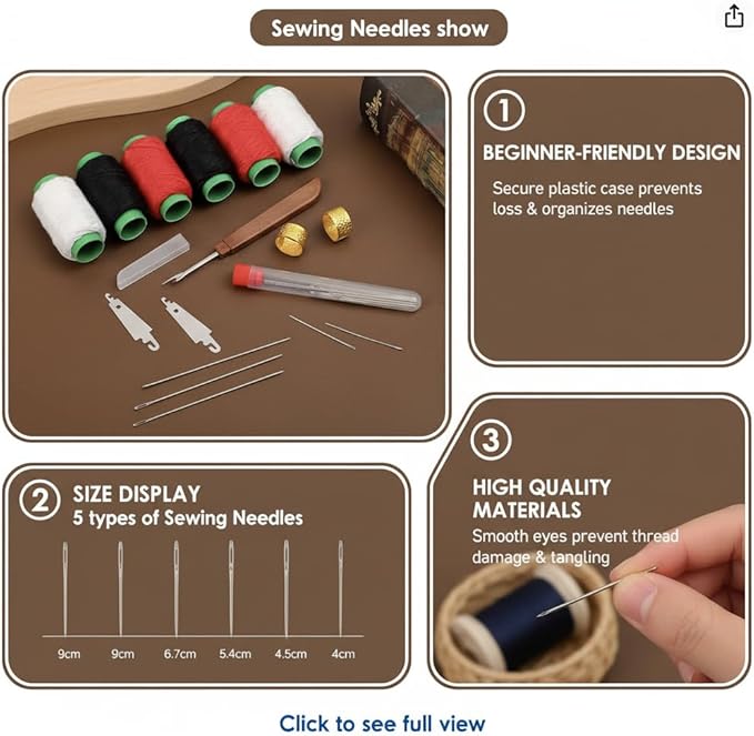 37 Pcs Big Eye Steel Sewing Needles Kit - Threader and Needle Repair Kit, Stainless Steel Needles for Hand Sewing - Portable DIY Craft Kit, Suitable for Beginners and Everyday Use