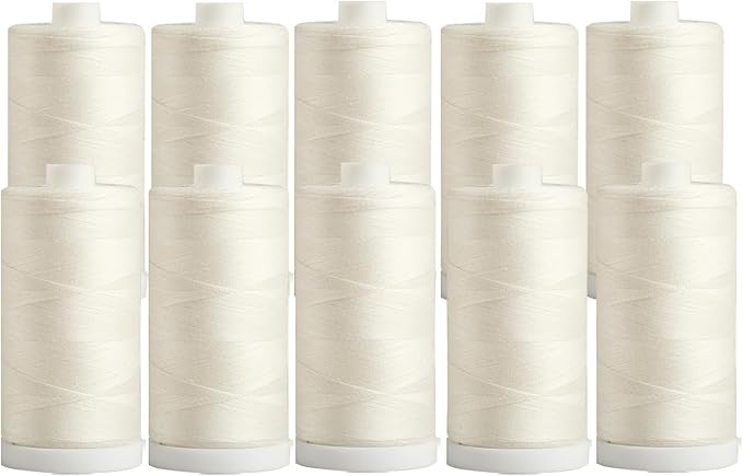 Connecting Threads 100% Cotton Thread Sets - 1200 Yard Spools (Set of 10 - Ivory)