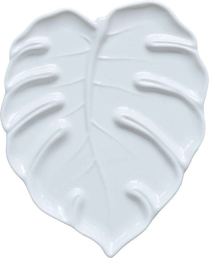 Bower Bird Porcelain Watercolor Palette 6.7in Monstera Leaf Artist Professional Ceramic Palette (Porcelain)