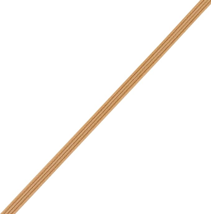 Mandala Crafts 3mm 50 Yds Roll of Tan Elastic Bands for Sewing - 1/8 Flat Elastics Cord - 1 8 Inch Braided Stretch Straps for Crafting