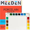 MEEDEN 18-Well Porcelain Artist Paint Palette, Mixing Art Ceramic Watercolor Paint Palette for Watercolor Gouache Acrylic Oil Painting, Rectangle 8 by 5-1/2-Inch