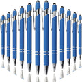 Ballpoint Pen with Stylus Tip, Soft Touch Click Metal Pen, 1.0mm Medium Point, Black Ink, 12 Count(Blue)