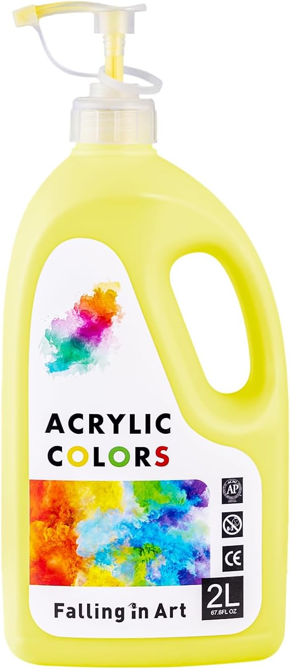 Falling in Art Lemon Yellow Acrylic Paint, Large 67.6Oz Premium Pouring Acrylic Paint, Perfect for Canvas, Wood, Ceramic, and More
