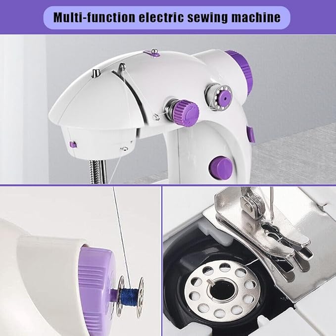 Portable Sewing Machine Beginners, Mini Sewing Machine with 2-Speed 2-Thread Stitches, Foot Pedal, Storage Drawer, LED Light, DIY Home Sewing Kit