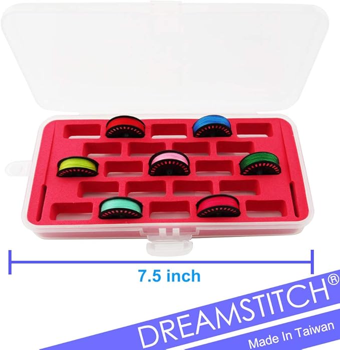 DREAMSTITCH Bobbin Case for Bernina New 7 and 8 Series Jumbo Bobbin Sewing Bobbin Storage Case and Saver Holds 23 Bobbins Box Organizer - Red