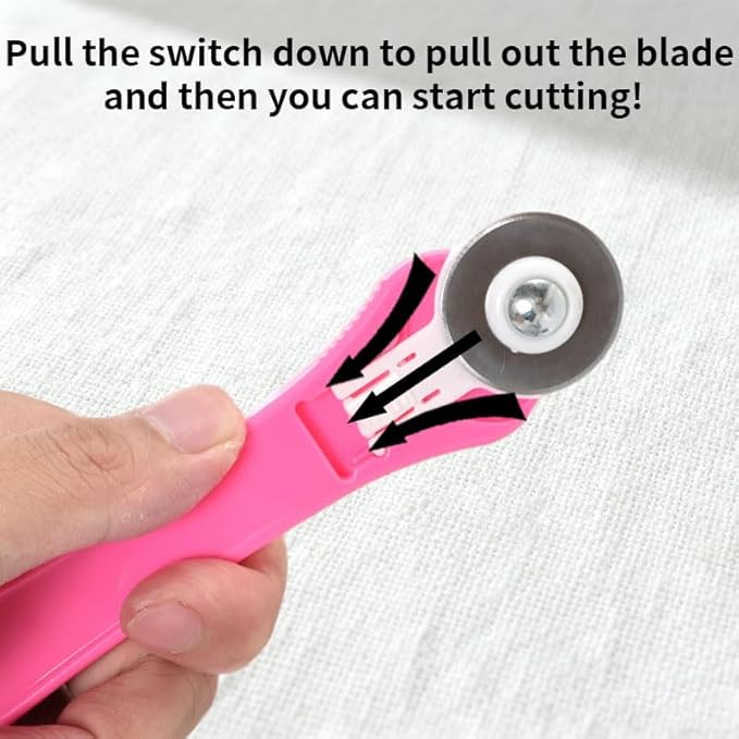 Rotary Cutter for Fabric, 45mm and 28mm Rotary Cutters Kit with Extra 10 Blades, Ergonomic Rolling Cutter with Safety Lock, Suitable for Leather, Crafting, Sewing, and Quilting Fabric (Blue)
