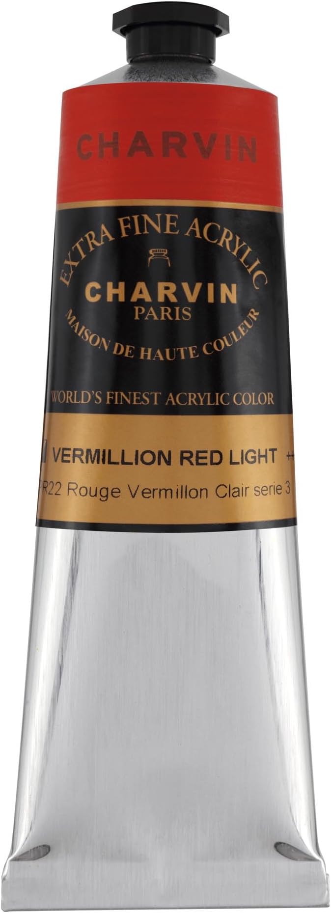 Charvin Extra Fine Professional Acrylic Paint - Vermilion Red Light, 150ml Tube, Triple-Milled, Lightfast Pigments, Open Stock Artist Acrylic Paints in Nature-Inspired Hues