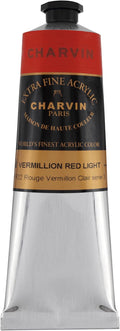 Charvin Extra Fine Professional Acrylic Paint - Vermilion Red Light, 60ml Tube, Triple-Milled, Lightfast Pigments, Open Stock Artist Acrylic Paints in Nature-Inspired Hues