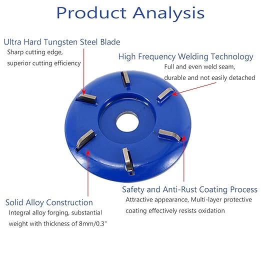 Wood Turbo Carving Disc 6 Teeth for Angle Grinder 4 or 4 1/2" with 5/8" Arbor Upgraded, DIY Wood Carving Tools Cutting Wheel for Fast Sculpting(6 Arc Blade)