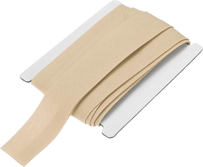 MECCANIXITY 1 Inch Double Fold Bias Tape Continuous Bulk Cotton Bias Tape for Sewing Seaming Quilting Hemming Binding Crafts (Khaki 6 Yards)