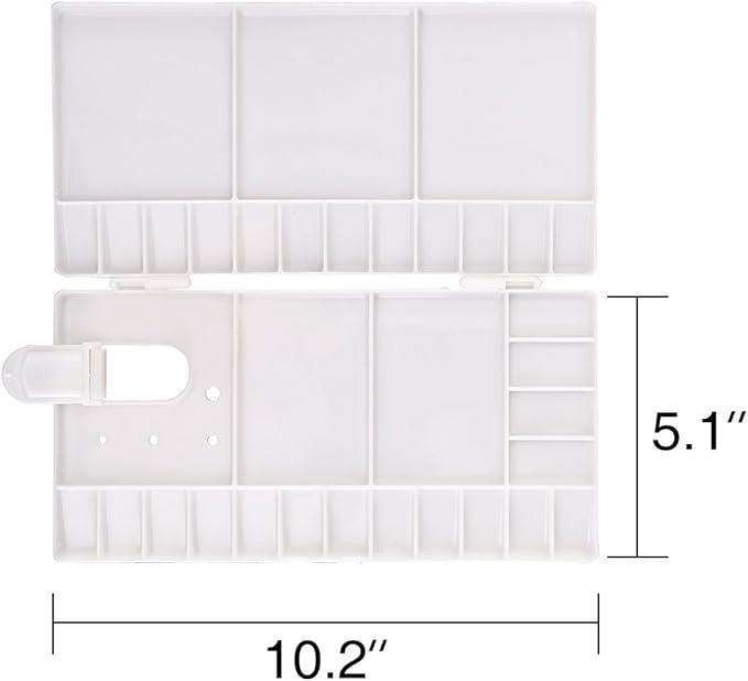 Transon Paint Palette Box 33 Wells for Mixing Gouache, Acrylic and Oil Paint with 1 Paint Brush