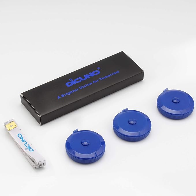 DiCUNO 60-Inch 1.5 Meter Soft and Retractable Tape Body Tailor Sewing Craft Cloth Dieting Measuring Tape (3 Pcs of Blue with Soft tape)