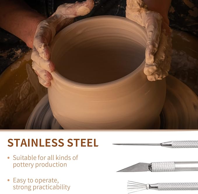 3Pcs Clay Ceramic Needle Tools Pottery Craft Tools Sculpture Feather Pin, Carving Knife and Needle Detail Tools for Pottery Modeling, Carving, Detail Processing