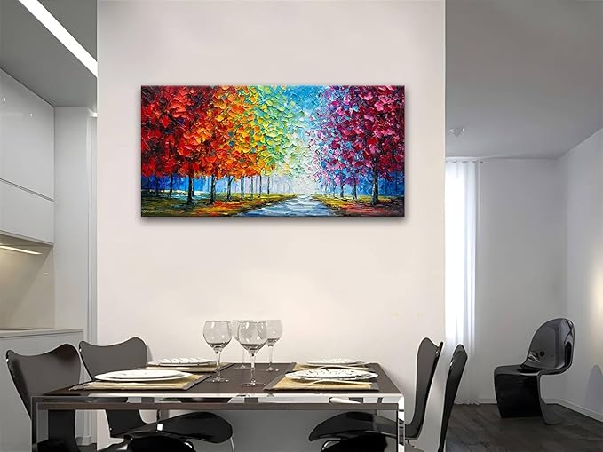 zoinart Colorful Oil Painting on Canvas, Abstract Landscape Wall Art, Texture Painting Wall Art, Modern Wall Painting for Living Room Deco