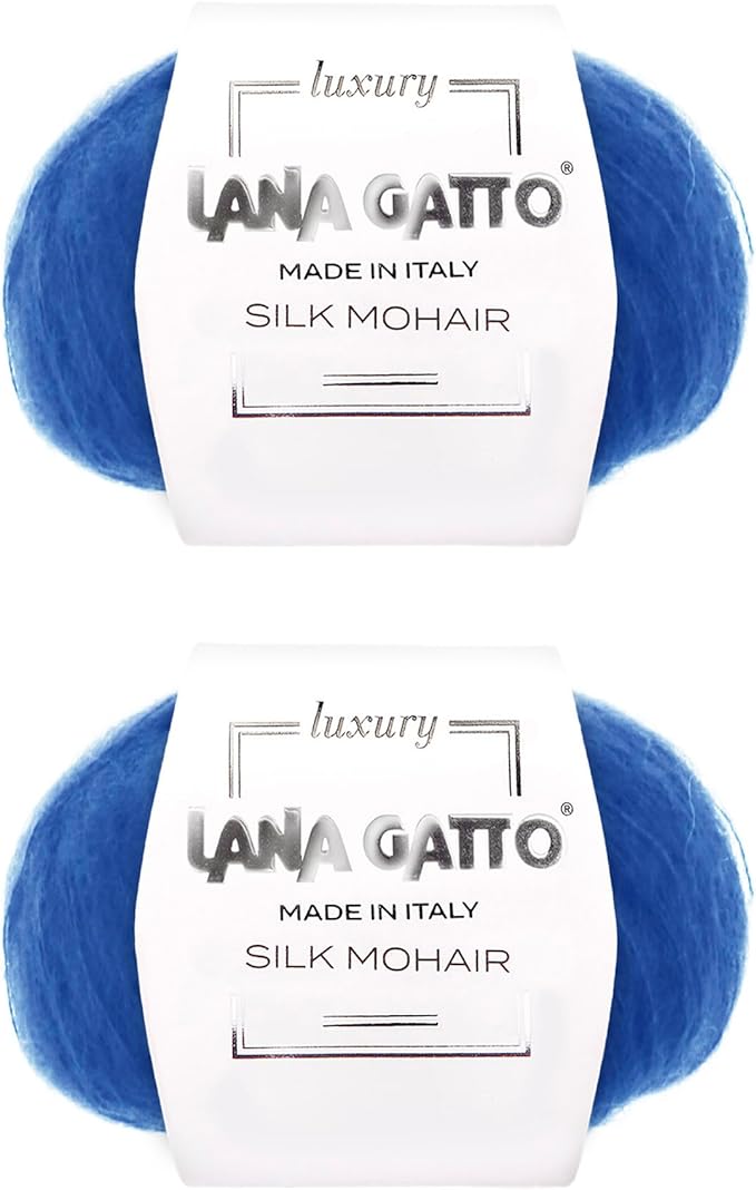 Silk Mohair Luxury Yarns, Premium and Soft Blend for Knitting, Made in Italy (Blue - 30146, 2)