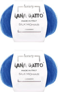 Silk Mohair Luxury Yarns, Premium and Soft Blend for Knitting, Made in Italy (Blue - 30146, 2)