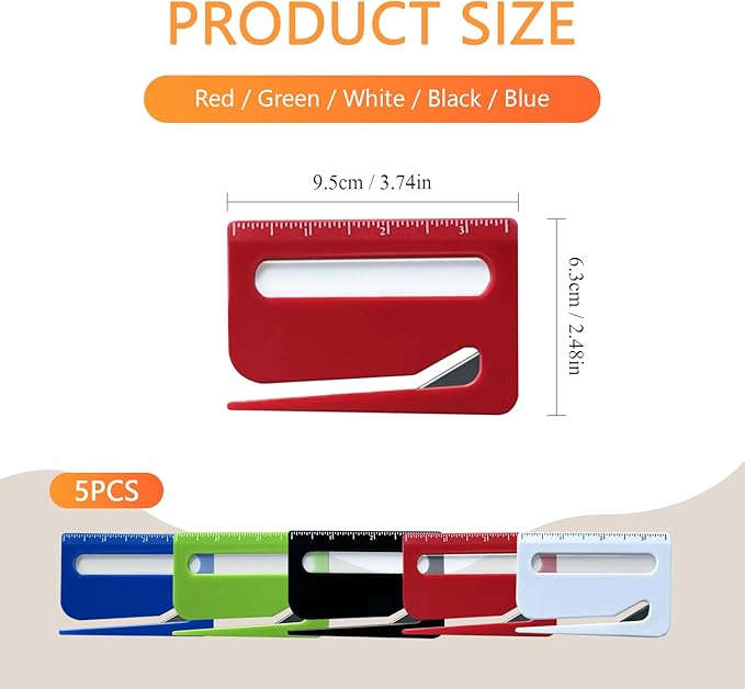 5Pcs Letter Opener Envelope Slitter,Mail Opener Tool,Envelope Opener Slitter,Envelope Opener for Office,Wrapping Paper Cutter with Hidden Blade, Package Opening Tool with Scale and Magnifying Glass