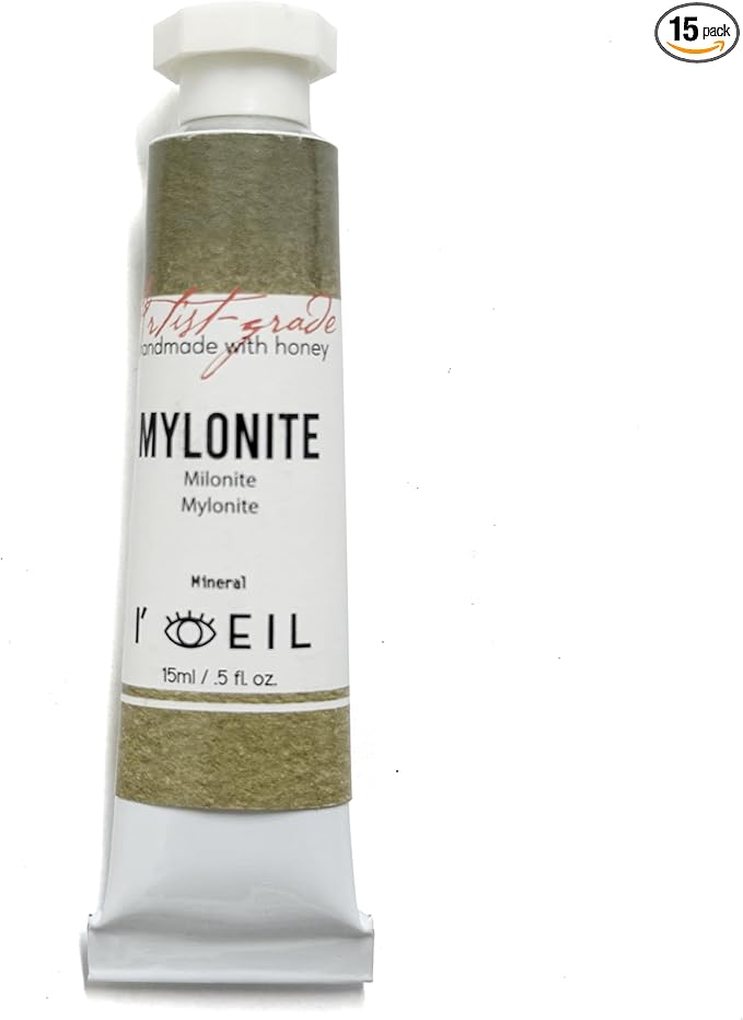 L'oeil (Genuine Minerals) Professional Artist Grade Extra Fine Handmade Watercolor 15ml Paint Tube, 5 Fl Oz, Natural Granulation, Rich Colour Luminosity, Lightfast Non-fading, Archival Quality (Mylonite Black)