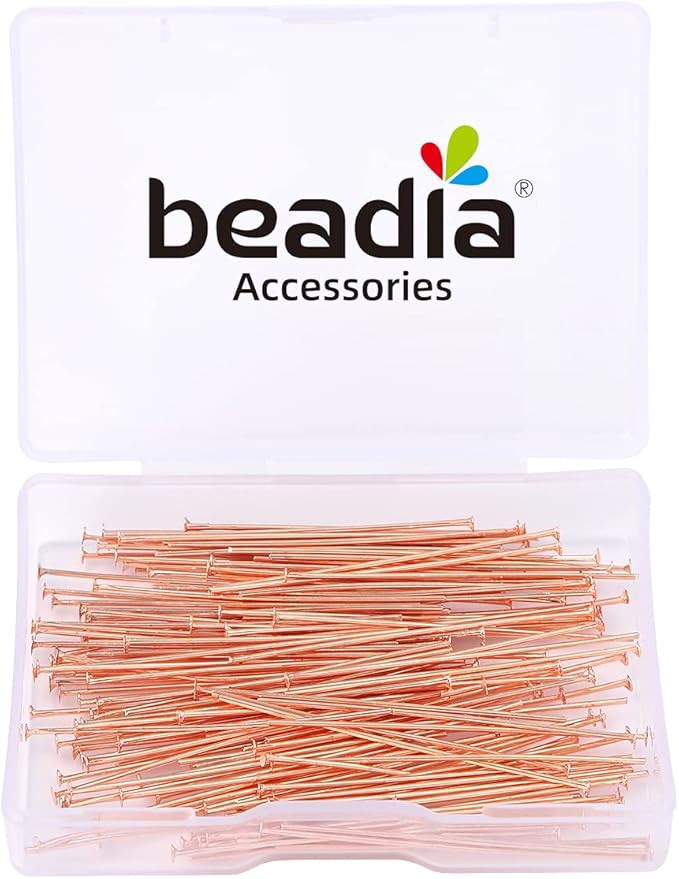 Rose Gold Plated Flat Head Pins Non Tarnish 40mm 150pcs for Jewelry Making Findings