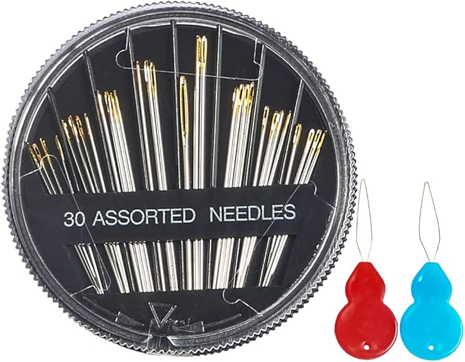 Eketirry Premium Hand Sewing Needles, 2 Pack 30-Count Assorted Needles for Sewing Repair, 6 Different Sizes Sewing Needles with 2 Threaders (Black,2)