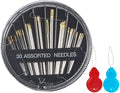 Eketirry Premium Hand Sewing Needles, 2 Pack 30-Count Assorted Needles for Sewing Repair, 6 Different Sizes Sewing Needles with 2 Threaders (Black,2)