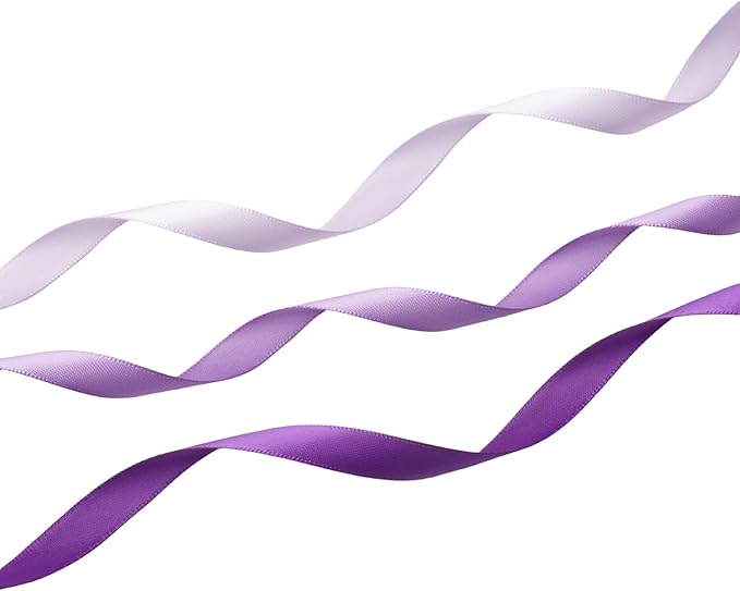 Purple Double Face Satin Ribbon 3/8 Inch x 45 Yards Lavender Fabric Ribbon for Gift Wrapping, Flower Bouquets, Hair Bows Making, Wedding Decoration, Invitation Cards, Christmas (3 Rolls *15Yd)