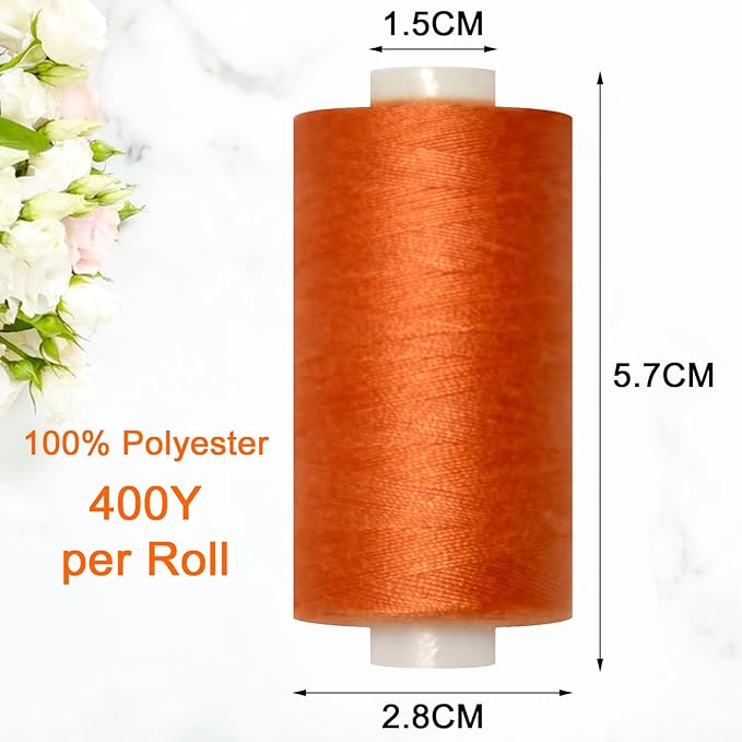 All Purpose Sewing Thread-2 Spools of Hand Polyester Sewing Thread for Sewing Machine for Hand and Machine Sewing(Burnt Orange, 2 spools)