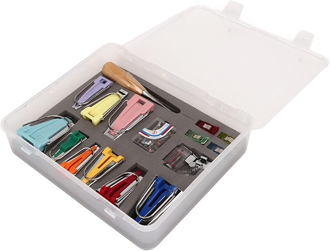 Asixxsix Bias Tape Maker Kit, 9 Sizes Bias Tape Maker with 4Pcs Sewing Clips, Awl, Snap on Binding Foot, Ball Point Pins, Bias Tape Maker Machine for Fabric Sewing and Quilting