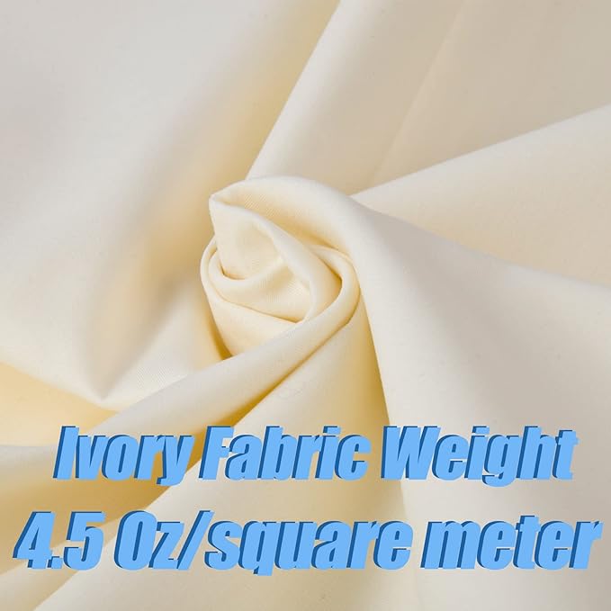 5 Yard Ivory Cotton Fabric,Natural Cotton Poplin Fabric by The Yard, 59 Inches Wide 100% Cotton Fabric,Soft Embroidery Muslin Quilting Material for Sewing Material Apparel Cloth