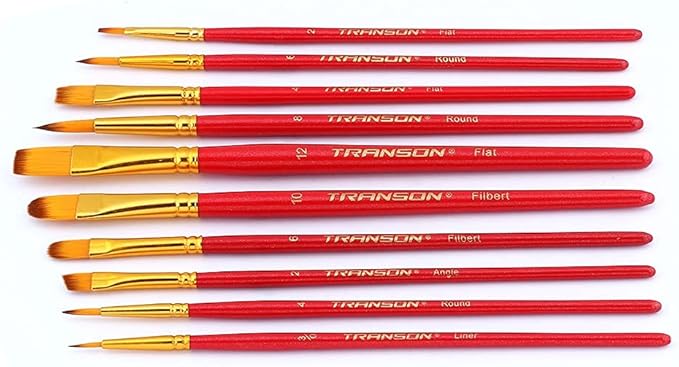 Transon 20pcs Artist Painting Brush Set for Acrylic Watercolor Gouache Hobby Craft Face Rock Painting