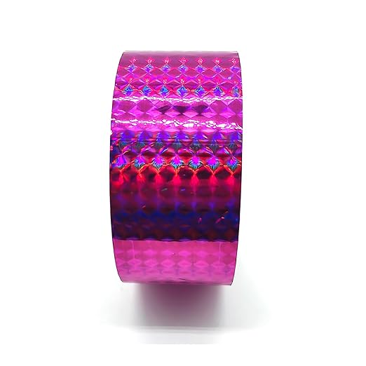 Reflective Crafting Tape, Graphic Glitter Holographic Prism Tape, for Craft Project, DIY Art, Holiday Packing, Wrapping, Keep Birds Away, 1.8 Inches by 55 Yards (Holographic-Purple)