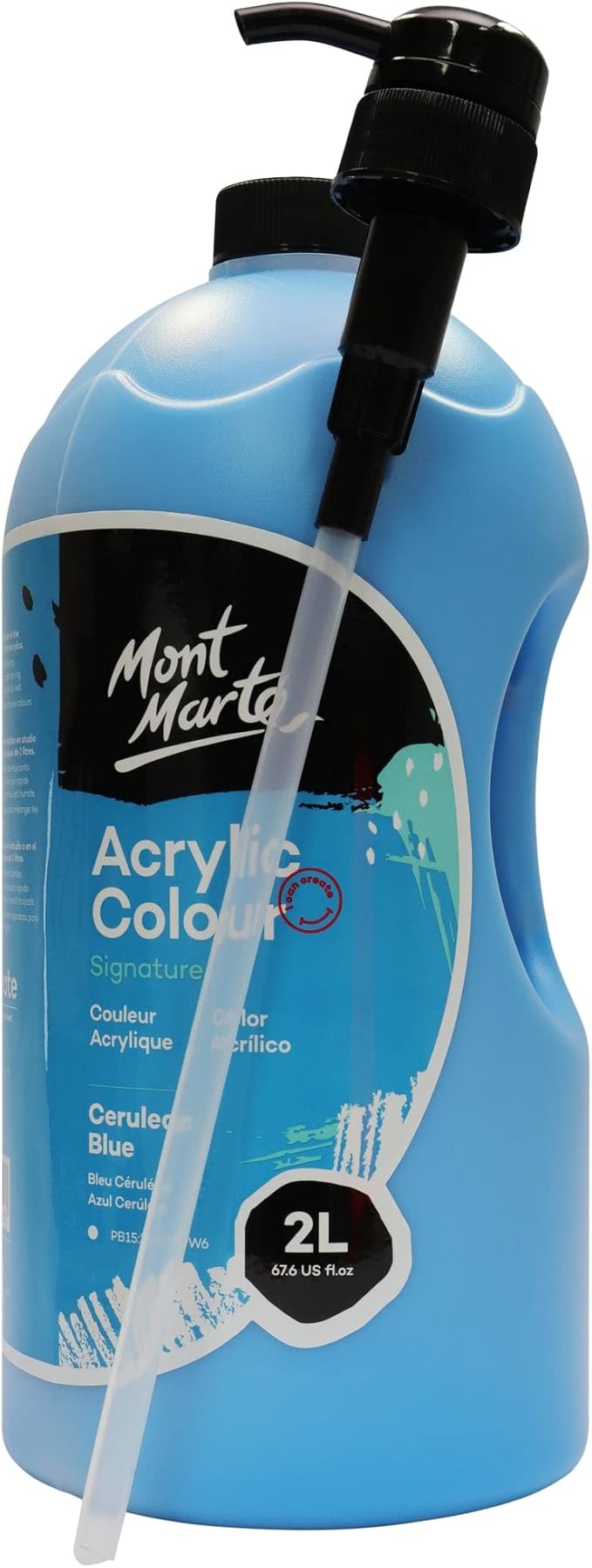 Mont Marte Discovery School Acrylic, Carmine, 1/2 Gallon (2 Liter). Ideal for Students and Artists. Excellent Coverage and Fast Drying. Pump Lid Included.