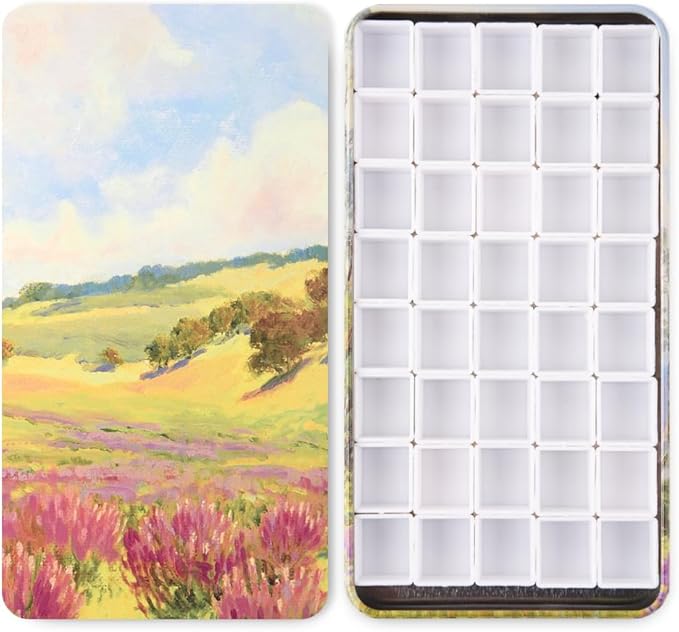 Portable Watercolor Tins Paint Palette with 40Pcs Empty Half Pans and Magnetic Squares, Small Travel Metal Paint Box with Acrylics Painting Art Drawing. Massif